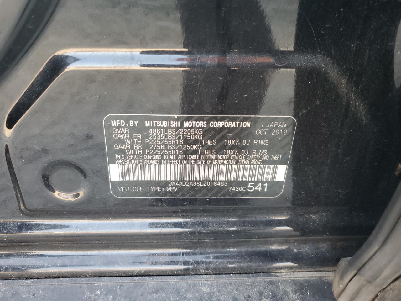 2020 Mitsubishi Outlander Es VIN: JA4AD2A38LZ018463 Lot: 93406305