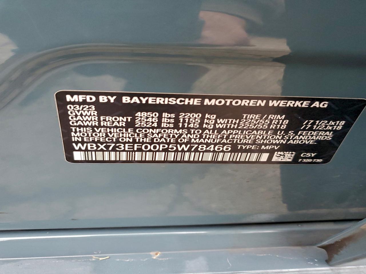 2023 BMW X1 xDrive28I VIN: WBX73EF00P5W78466 Lot: 93818985