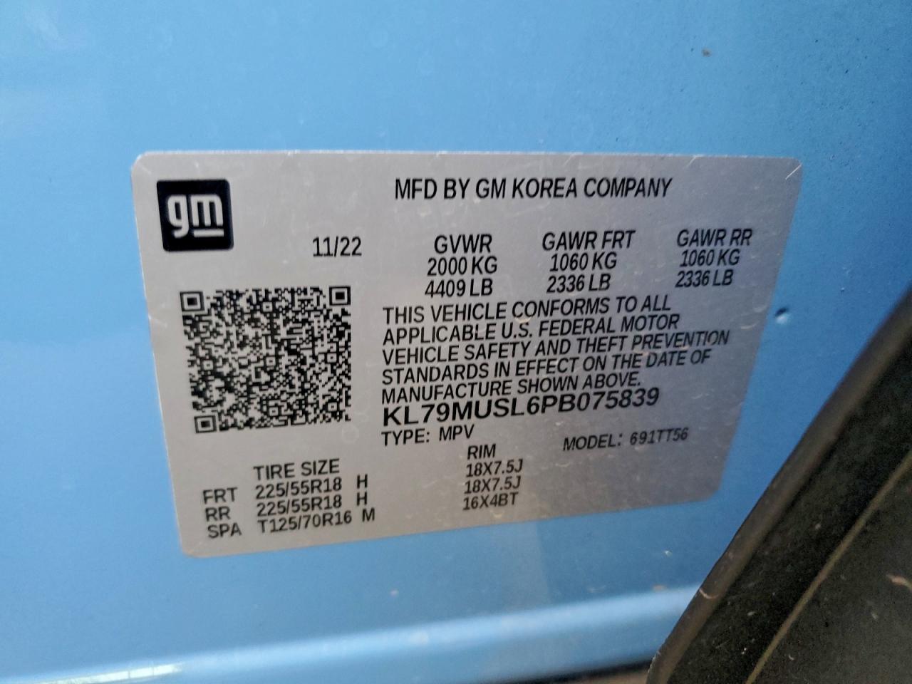 2023 Chevrolet Trailblazer Rs VIN: KL79MUSL6PB075839 Lot: 94052155