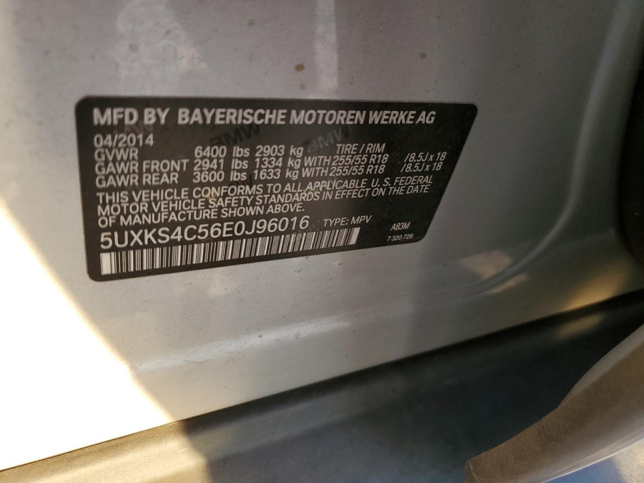 2014 BMW X5 xDrive35D VIN: 5UXKS4C56E0J96016 Lot: 91653545
