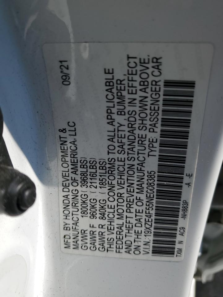 2022 Honda Insight Ex VIN: 19XZE4F55NE008385 Lot: 91555485