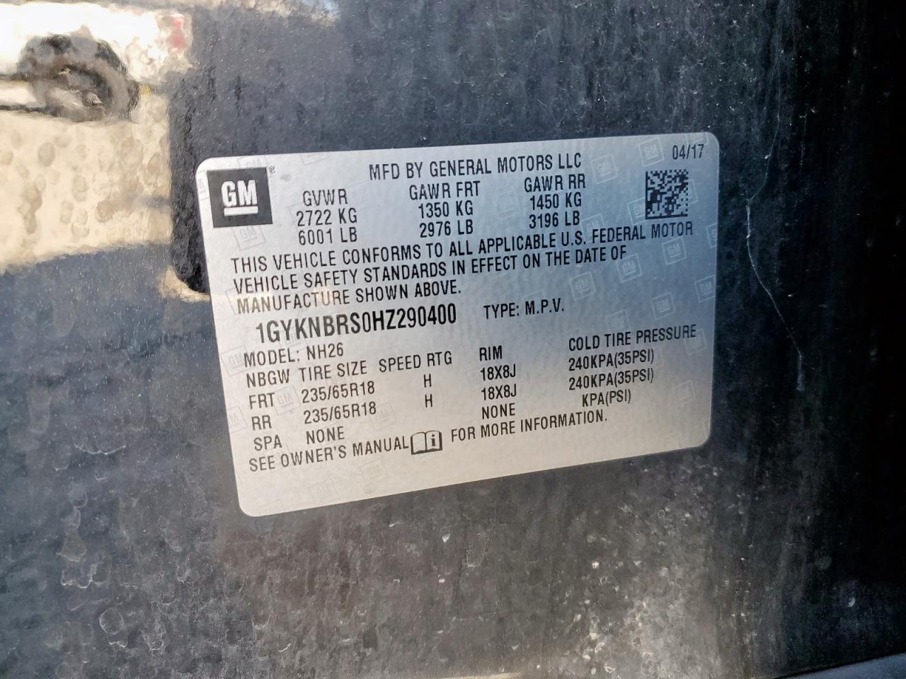 2017 Cadillac Xt5 Luxury VIN: 1GYKNBRS0HZ290400 Lot: 92157185