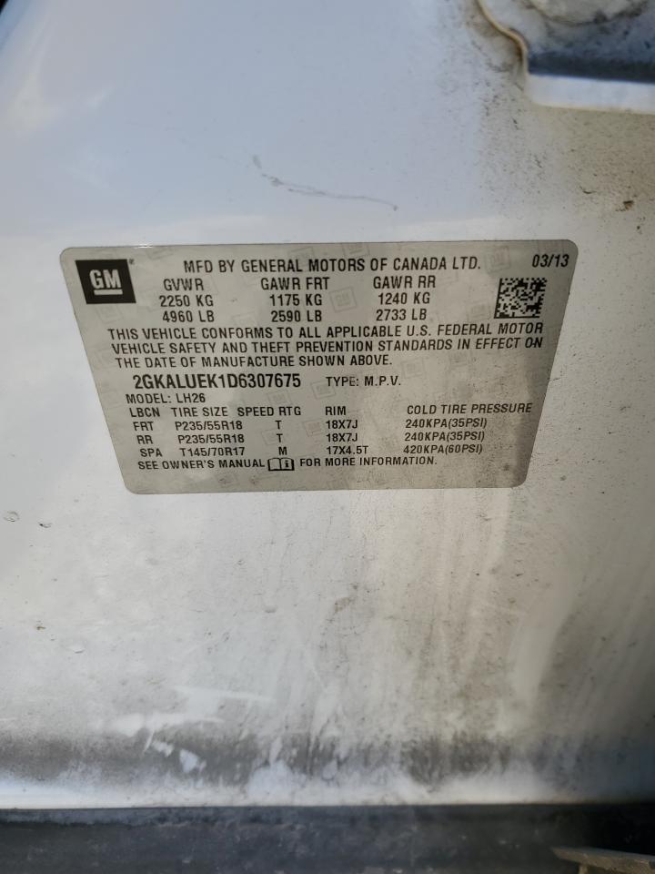 2013 GMC Terrain Slt VIN: 2GKALUEK1D6307675 Lot: 92198315