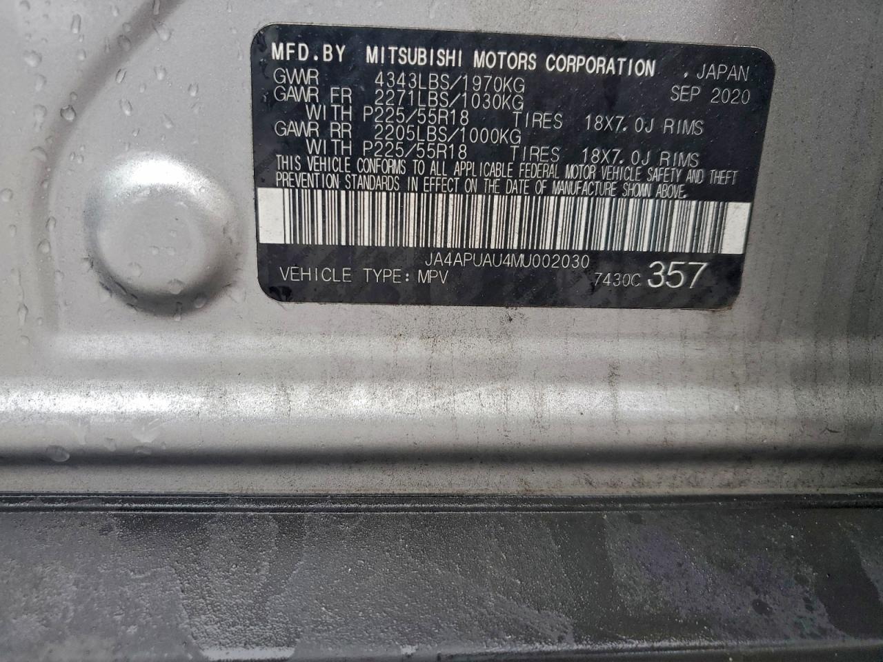 2021 Mitsubishi Outlander Sport Es VIN: JA4APUAU4MU002030 Lot: 94264325