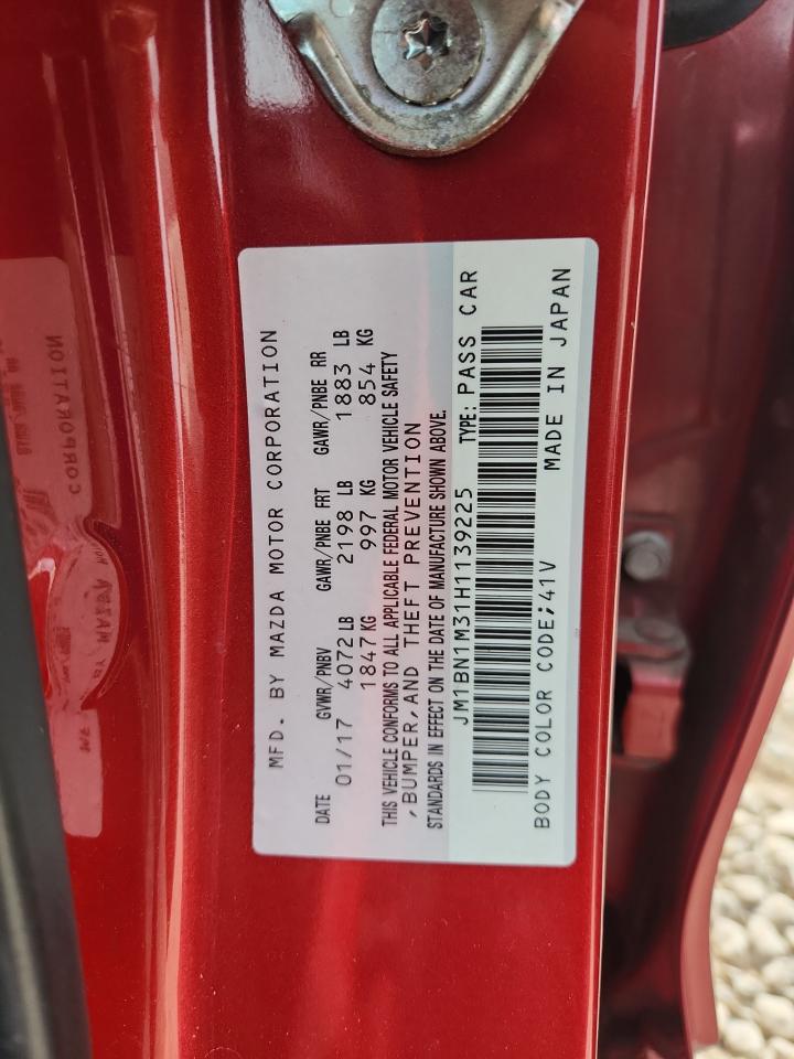 2017 Mazda 3 Grand Touring VIN: JM1BN1M31H1139225 Lot: 92310815