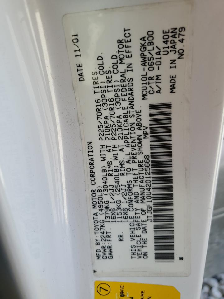 2002 Lexus Rx 300 VIN: JTJGF10U420125668 Lot: 90471525