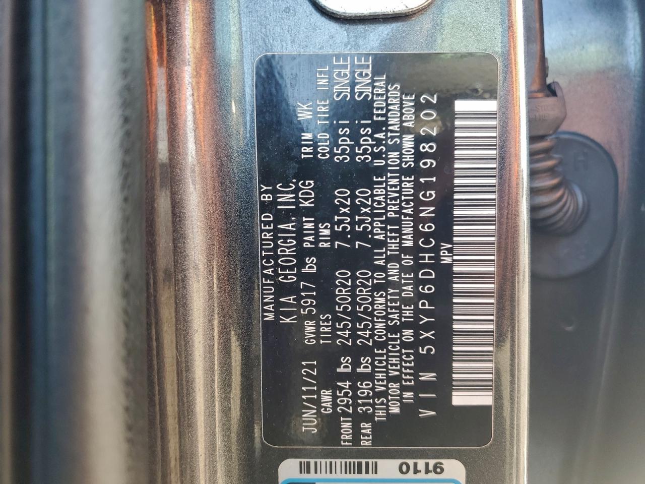 2022 Kia Telluride S VIN: 5XYP6DHC6NG198202 Lot: 94027345