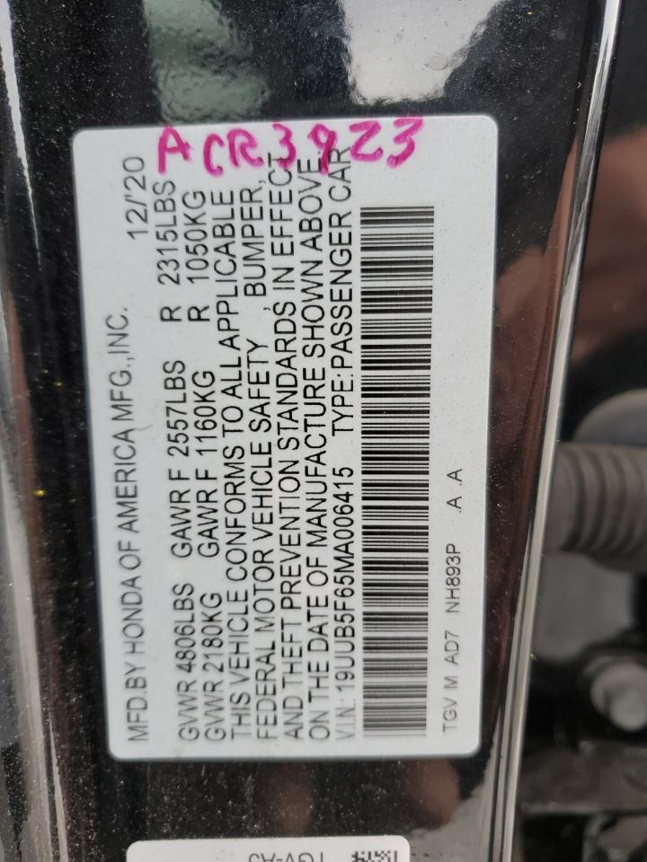 2021 Acura Tlx Advance VIN: 19UUB5F65MA006415 Lot: 92381995