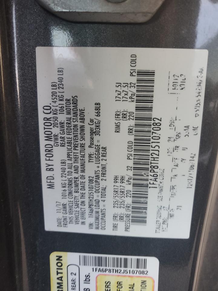 2018 Ford Mustang VIN: 1FA6P8TH2J5107082 Lot: 92045965
