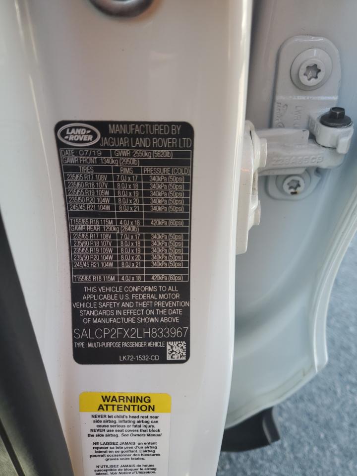 2020 Land Rover Discovery Sport Se VIN: SALCP2FX2LH833967 Lot: 91315265