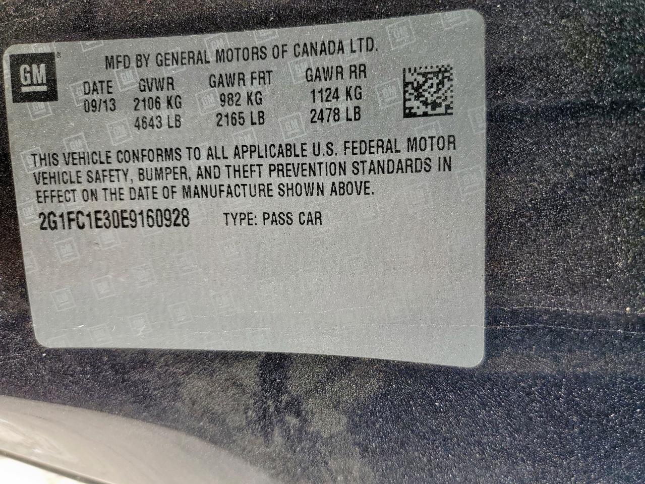 2014 Chevrolet Camaro Lt VIN: 2G1FC1E30E9160928 Lot: 93650815