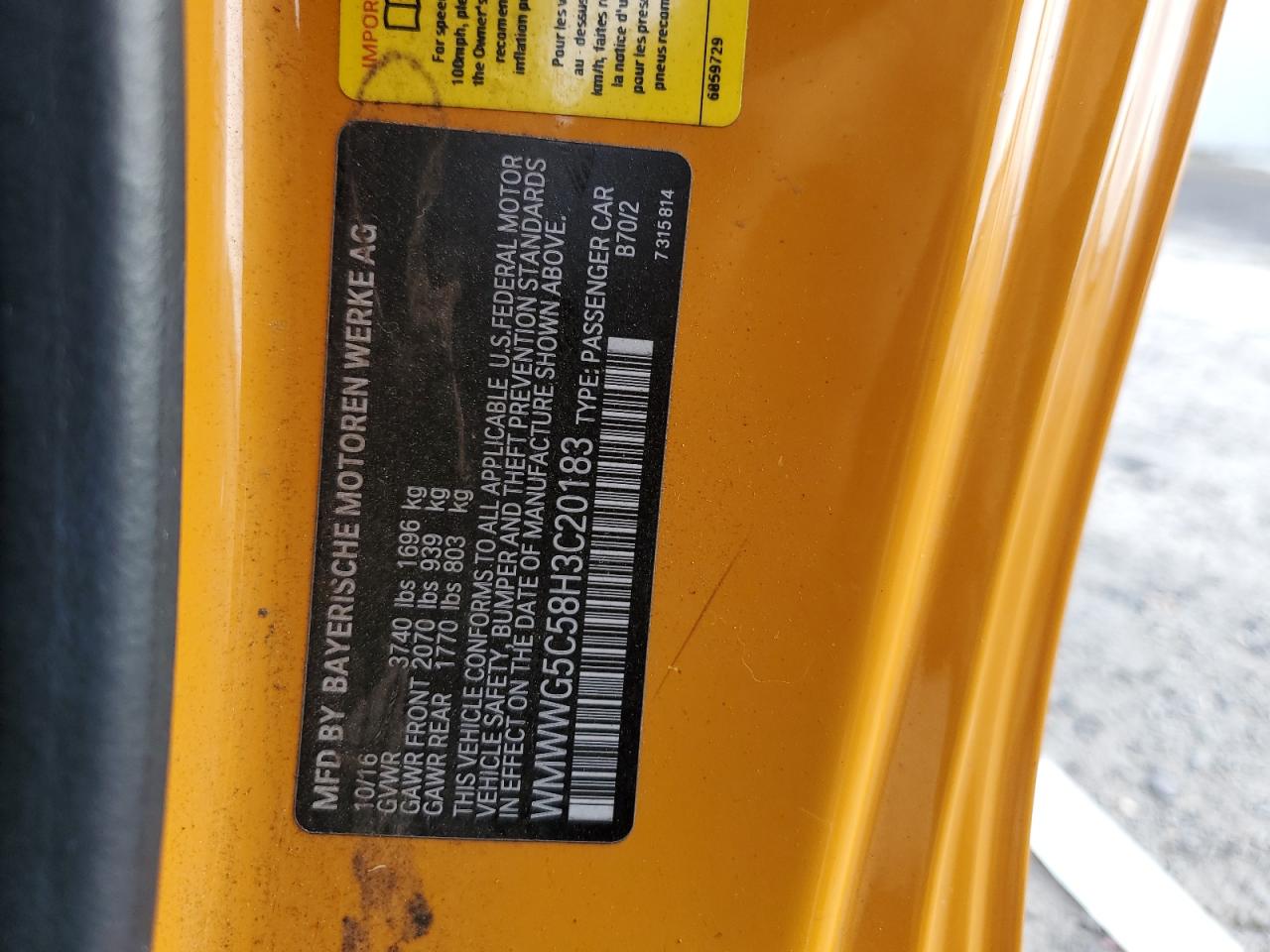 2017 Mini Cooper VIN: WMWWG5C58H3C20183 Lot: 92155665