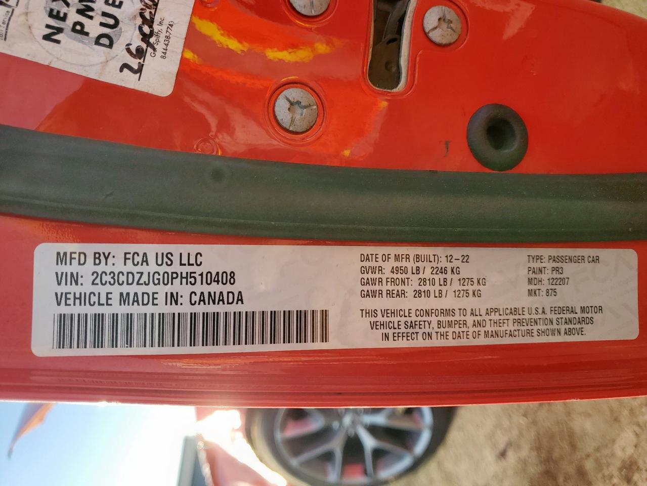 2023 Dodge Challenger Gt VIN: 2C3CDZJG0PH510408 Lot: 93642845