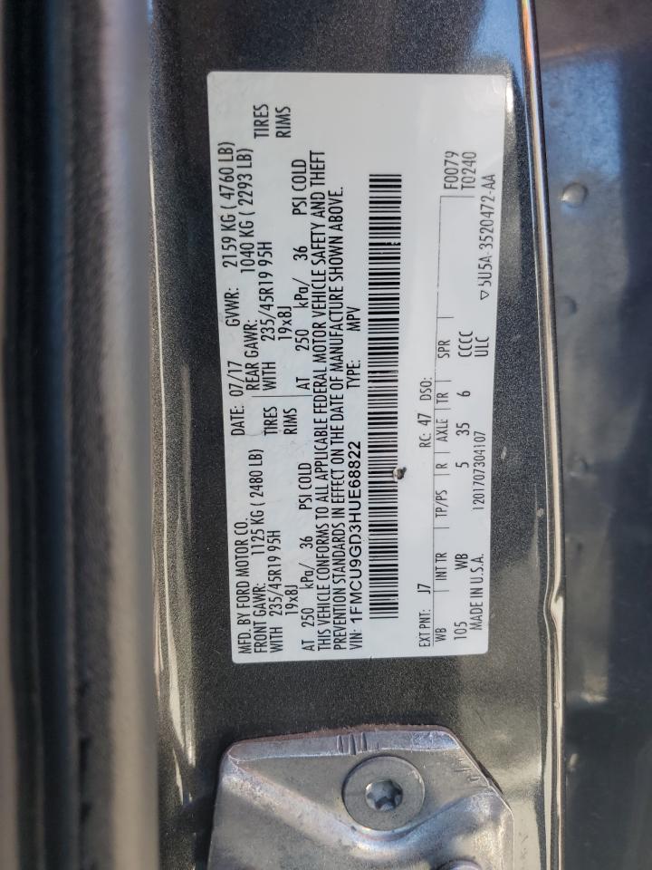 2017 Ford Escape Se VIN: 1FMCU9GD3HUE68822 Lot: 93019535