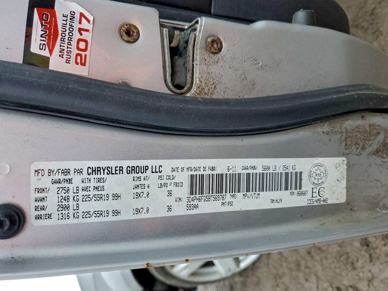 2011 Dodge Journey R/T VIN: 3D4PH6FG5BT569787 Lot: 92641905