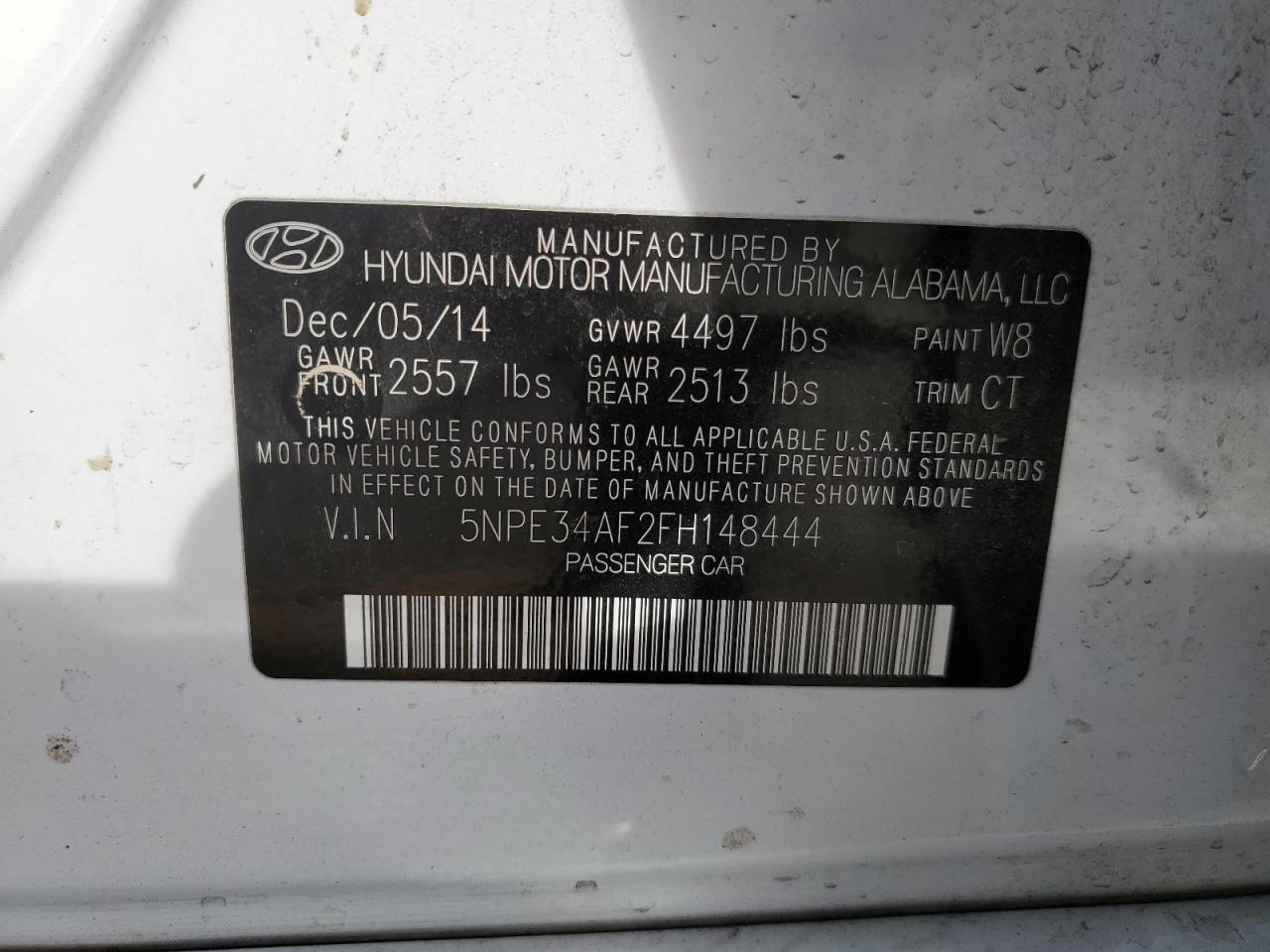 2015 Hyundai Sonata Sport VIN: 5NPE34AF2FH148444 Lot: 91293845