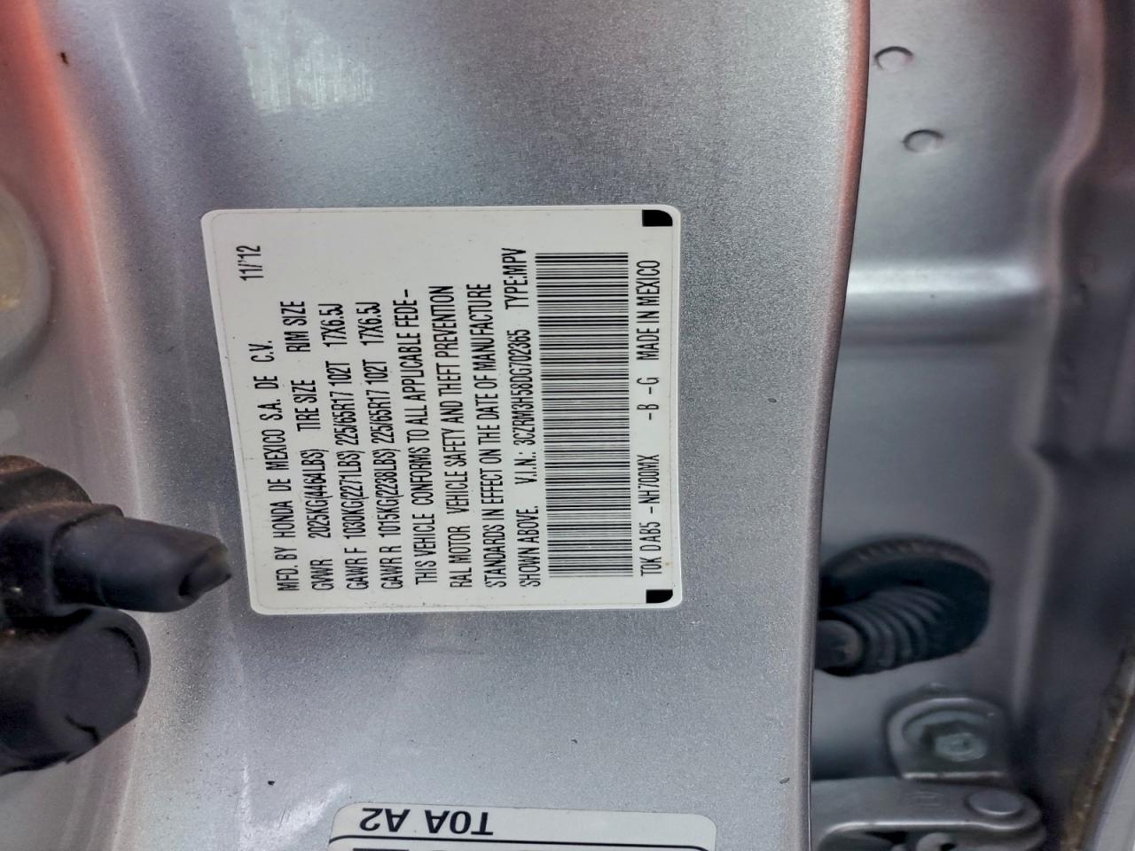 2013 Honda Cr-V Ex VIN: 3CZRM3H58DG702365 Lot: 93190995