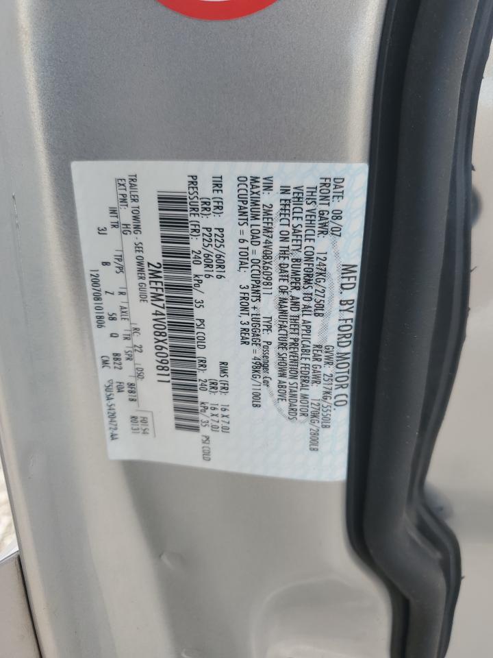 2008 Mercury Grand Marquis Gs VIN: 2MEFM74V08X609811 Lot: 90292455