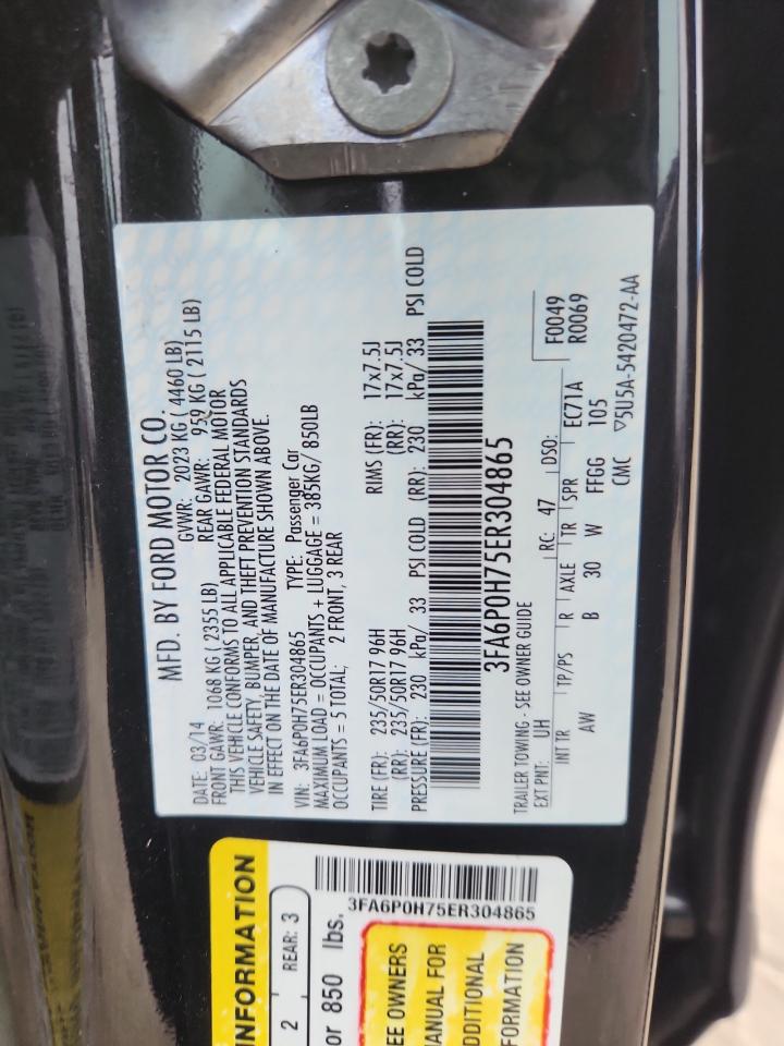 2014 Ford Fusion Se VIN: 3FA6P0H75ER304865 Lot: 93428875