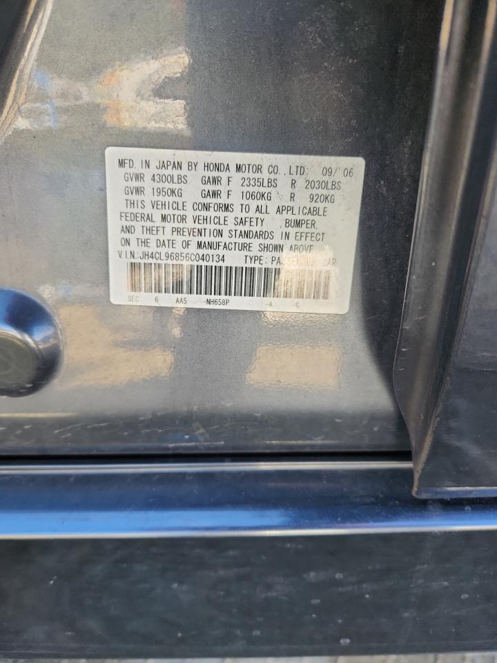 2006 Acura Tsx VIN: JH4CL96856C040134 Lot: 91566245