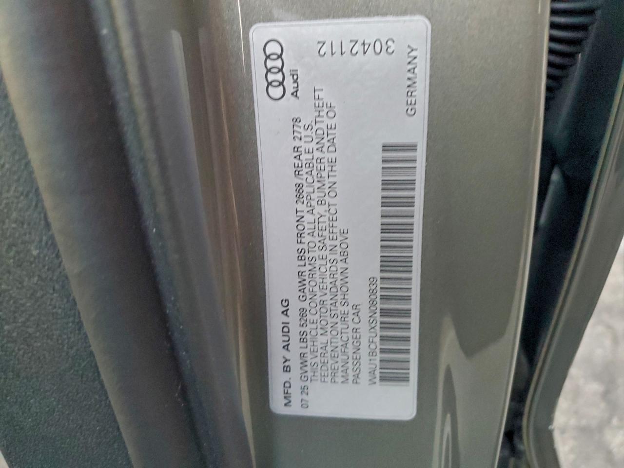 2025 Audi A5 Premium VIN: WAU1BCFUXSN080839 Lot: 94315825