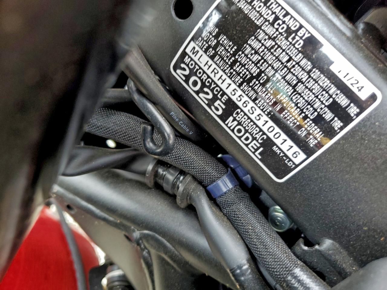 2025 Honda Cbr650 R VIN: MLHRH1556S5100116 Lot: 92380295