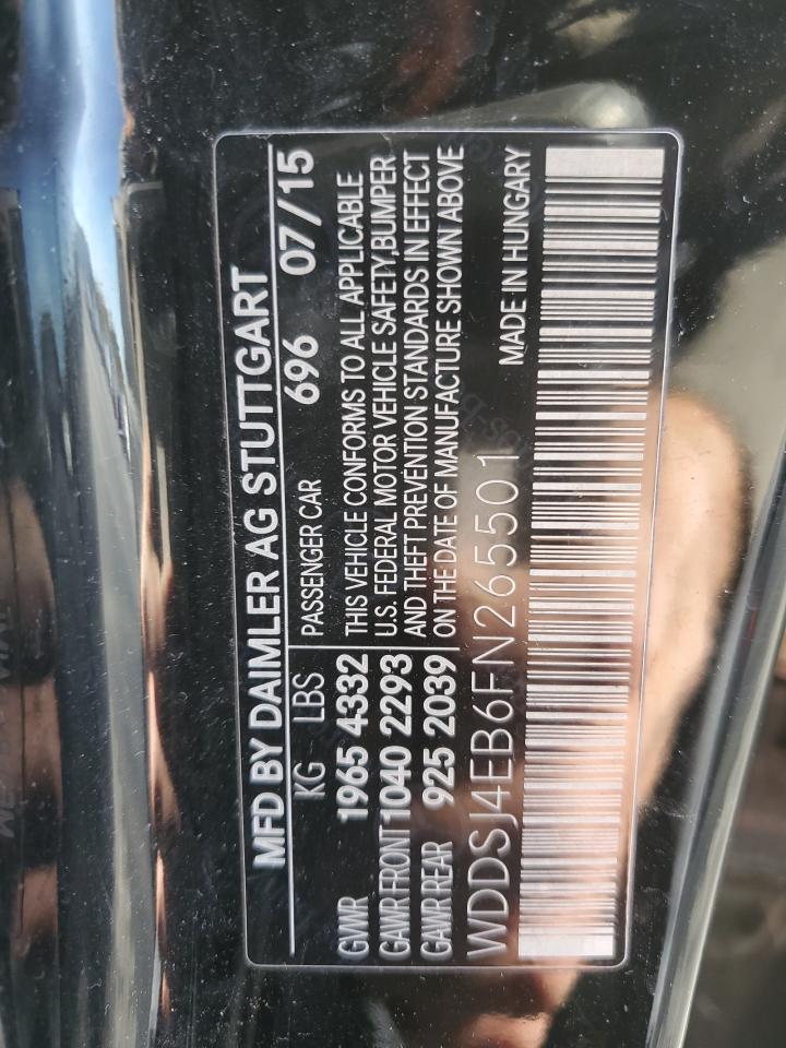 2015 Mercedes-Benz Cla 250 VIN: WDDSJ4EB6FN265501 Lot: 92220405