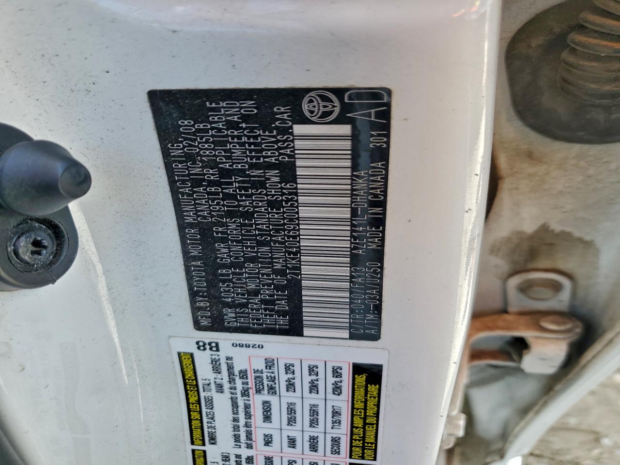 2009 Toyota Corolla Matrix S VIN: 2T1KE40E69C005316 Lot: 94071565