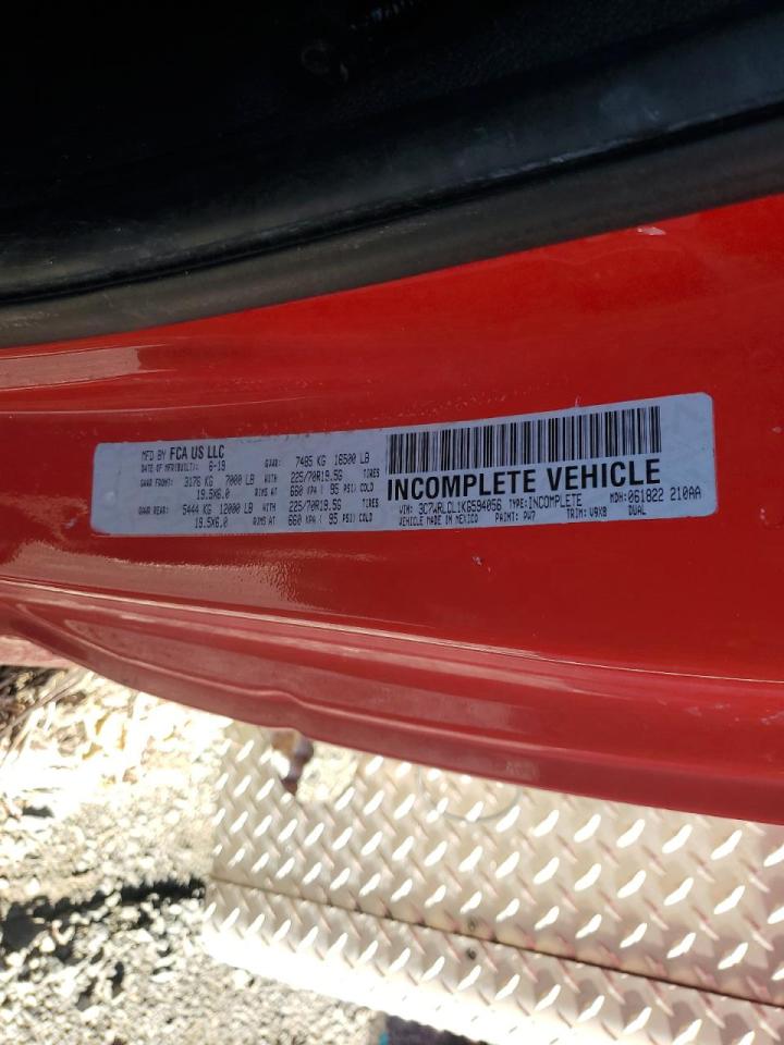 2019 Ram 4500 Ambulance VIN: 3C7WRLCL1KG594056 Lot: 90575635