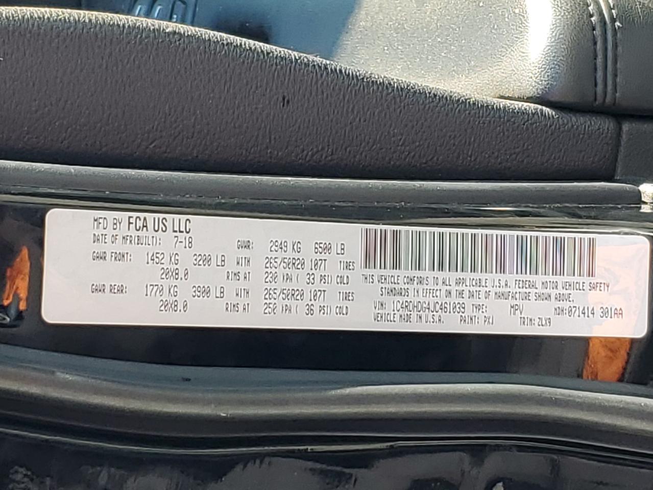 2018 Dodge Durango Gt VIN: 1C4RDHDG4JC461039 Lot: 91035785