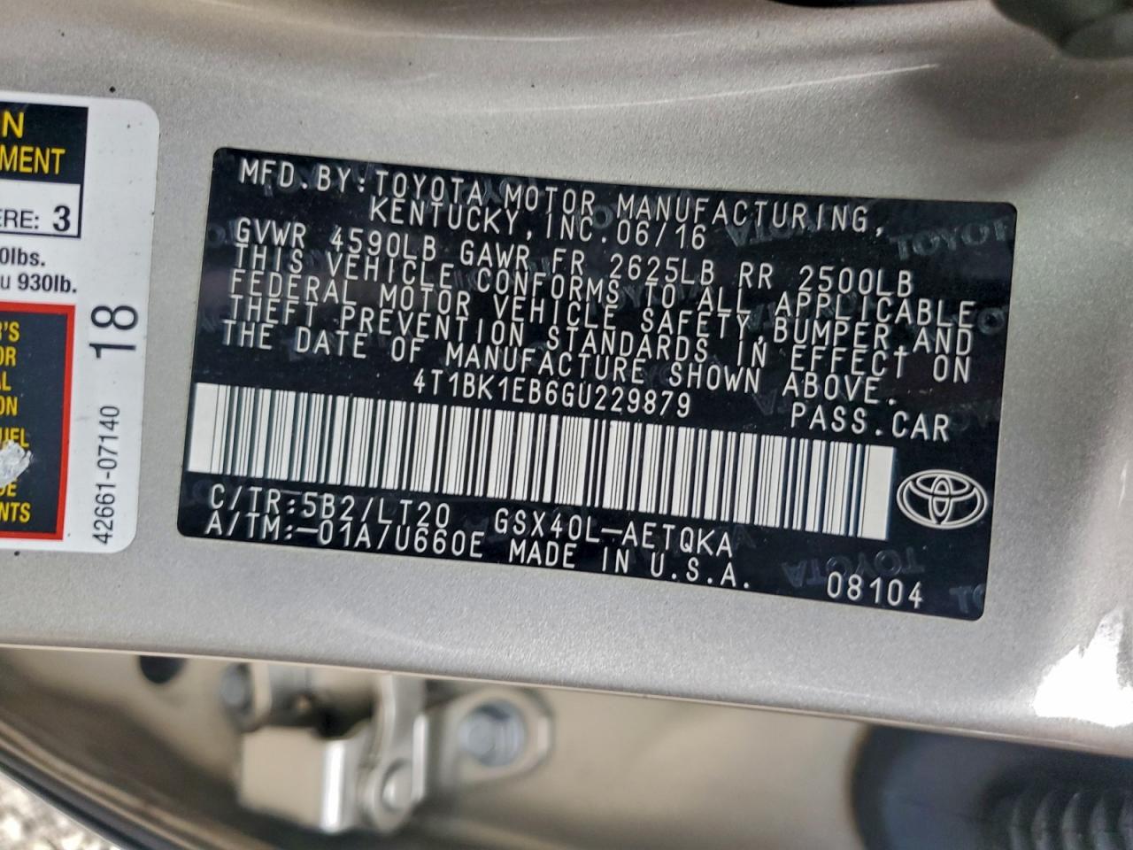 2016 Toyota Avalon Xle VIN: 4T1BK1EB6GU229879 Lot: 92839725