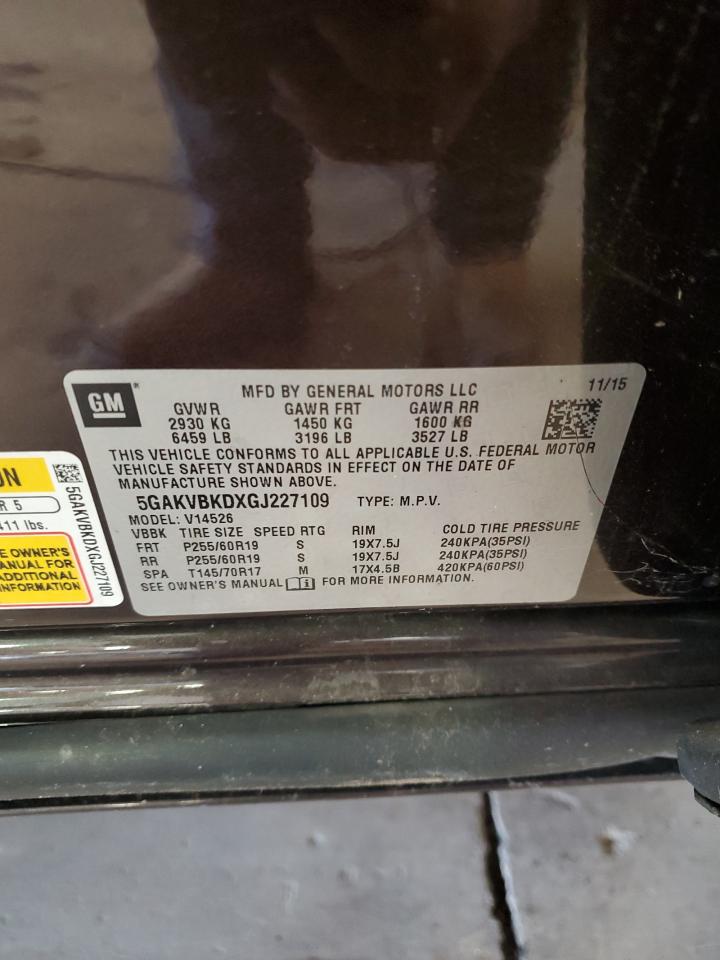 2016 Buick Enclave VIN: 5GAKVBKDXGJ227109 Lot: 91809255