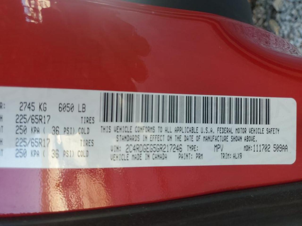 2016 Dodge Grand Caravan R/T VIN: 2C4RDGEG5GR217246 Lot: 92128595