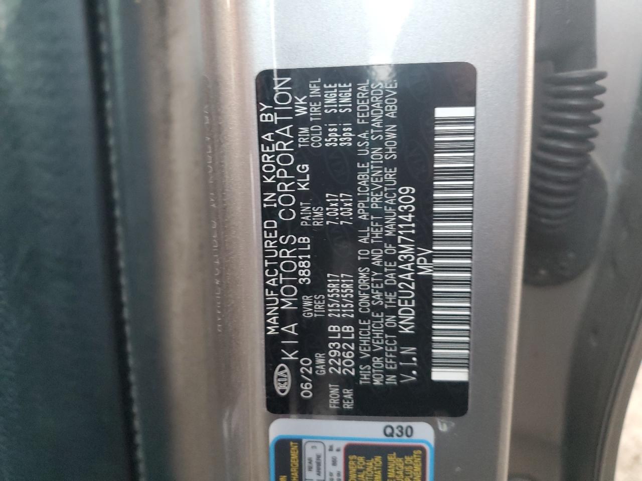 2021 Kia Seltos S VIN: KNDEU2AA3M7114309 Lot: 92948265