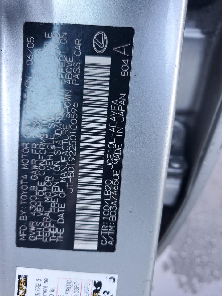 2005 Lexus Is 300 VIN: JTHBD192250100596 Lot: 92907255