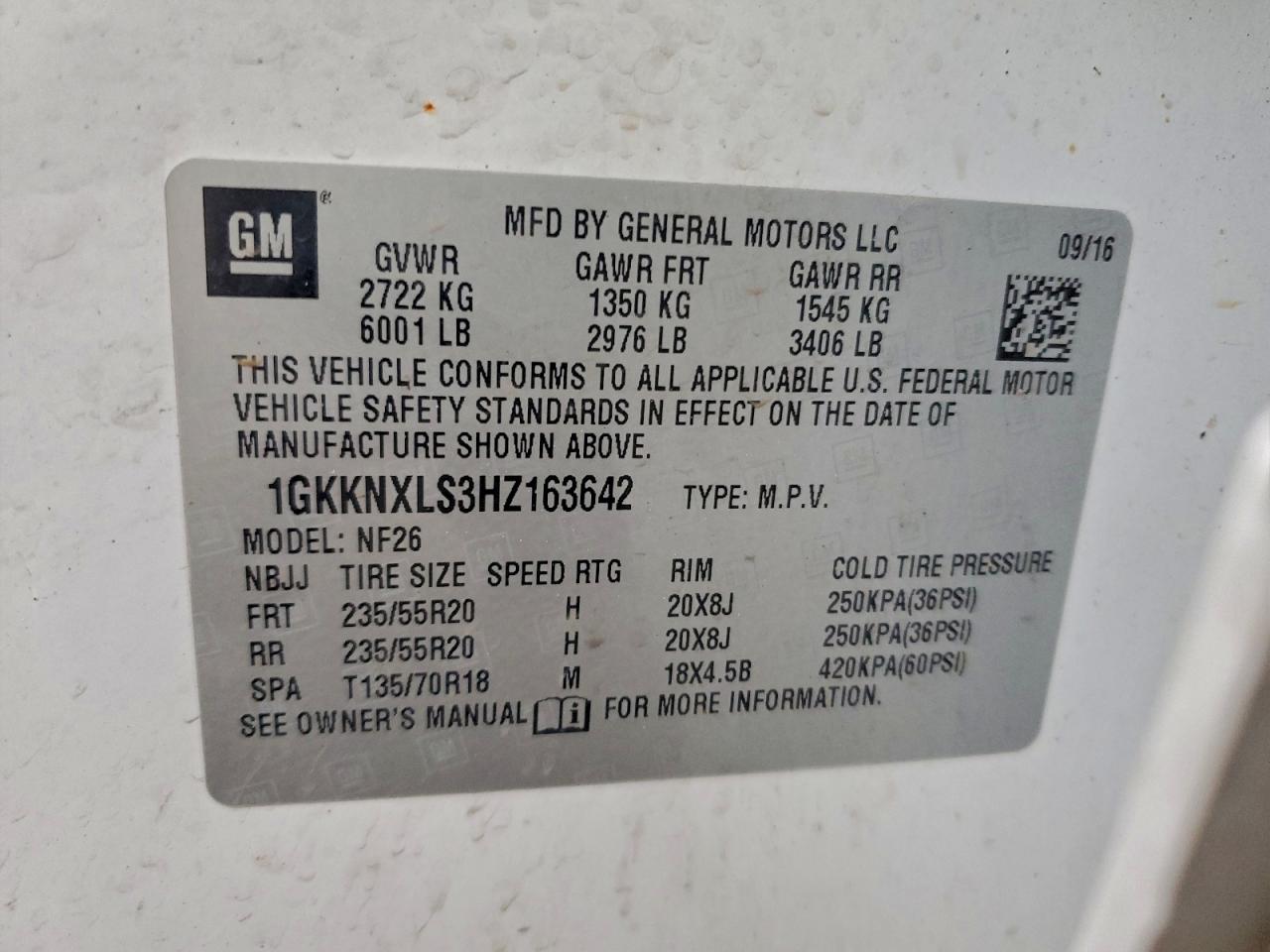 2017 GMC Acadia Denali VIN: 1GKKNXLS3HZ163642 Lot: 93672865