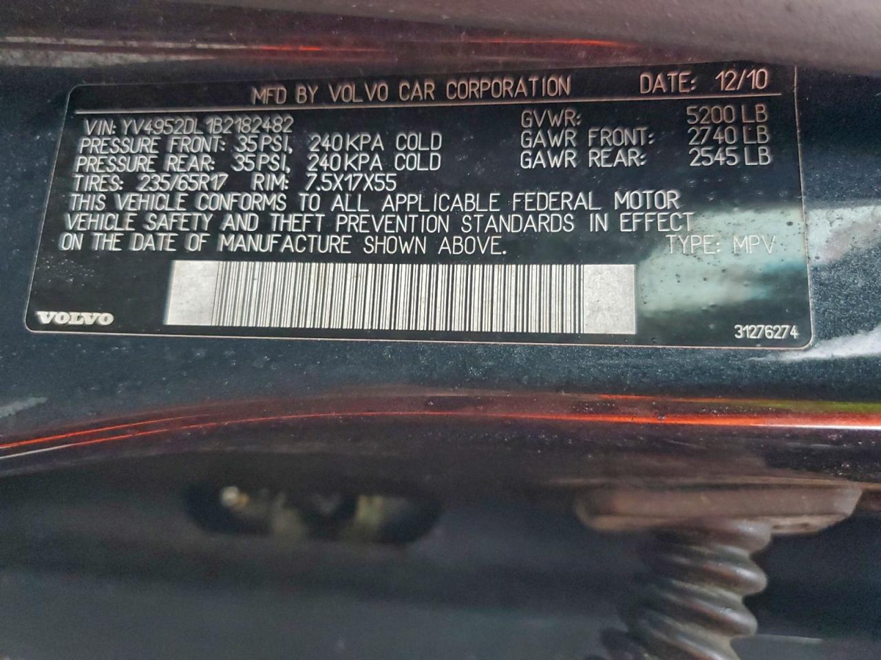 2011 Volvo Xc60 3.2 VIN: YV4952DL1B2182482 Lot: 93377725