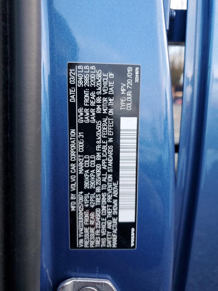 2021 Volvo Xc40 Recharge VIN: YV4ED3URXM2570874 Lot: 93136335