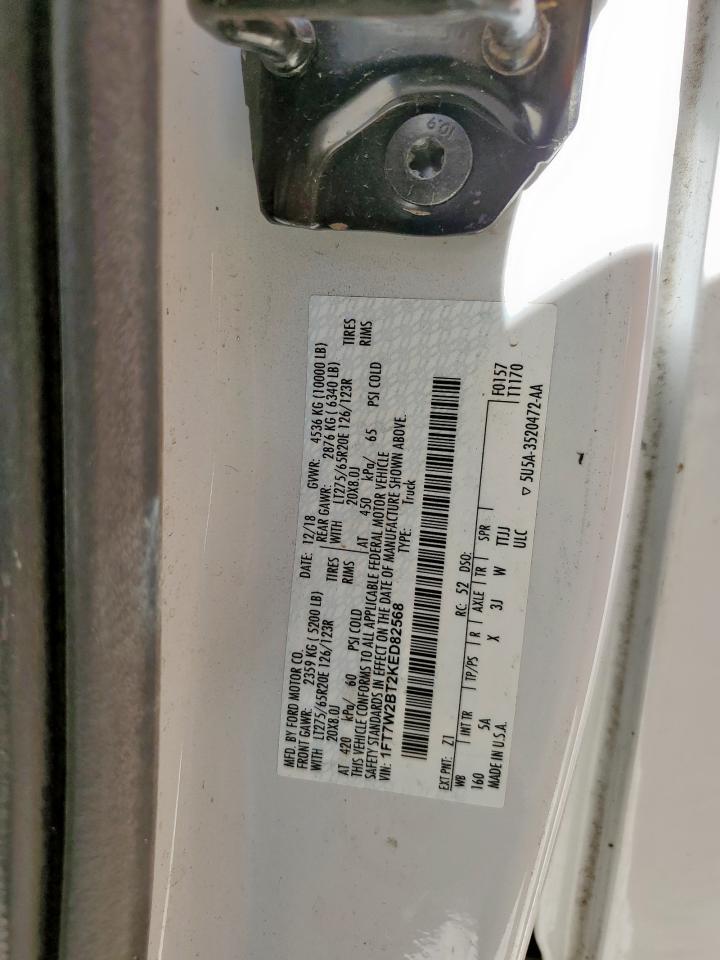 2019 Ford F250 Super Duty VIN: 1FT7W2BT2KED82568 Lot: 91834295