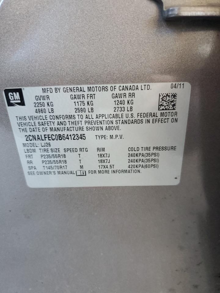 2011 Chevrolet Equinox Ltz VIN: 2CNALFEC0B6412345 Lot: 92224385