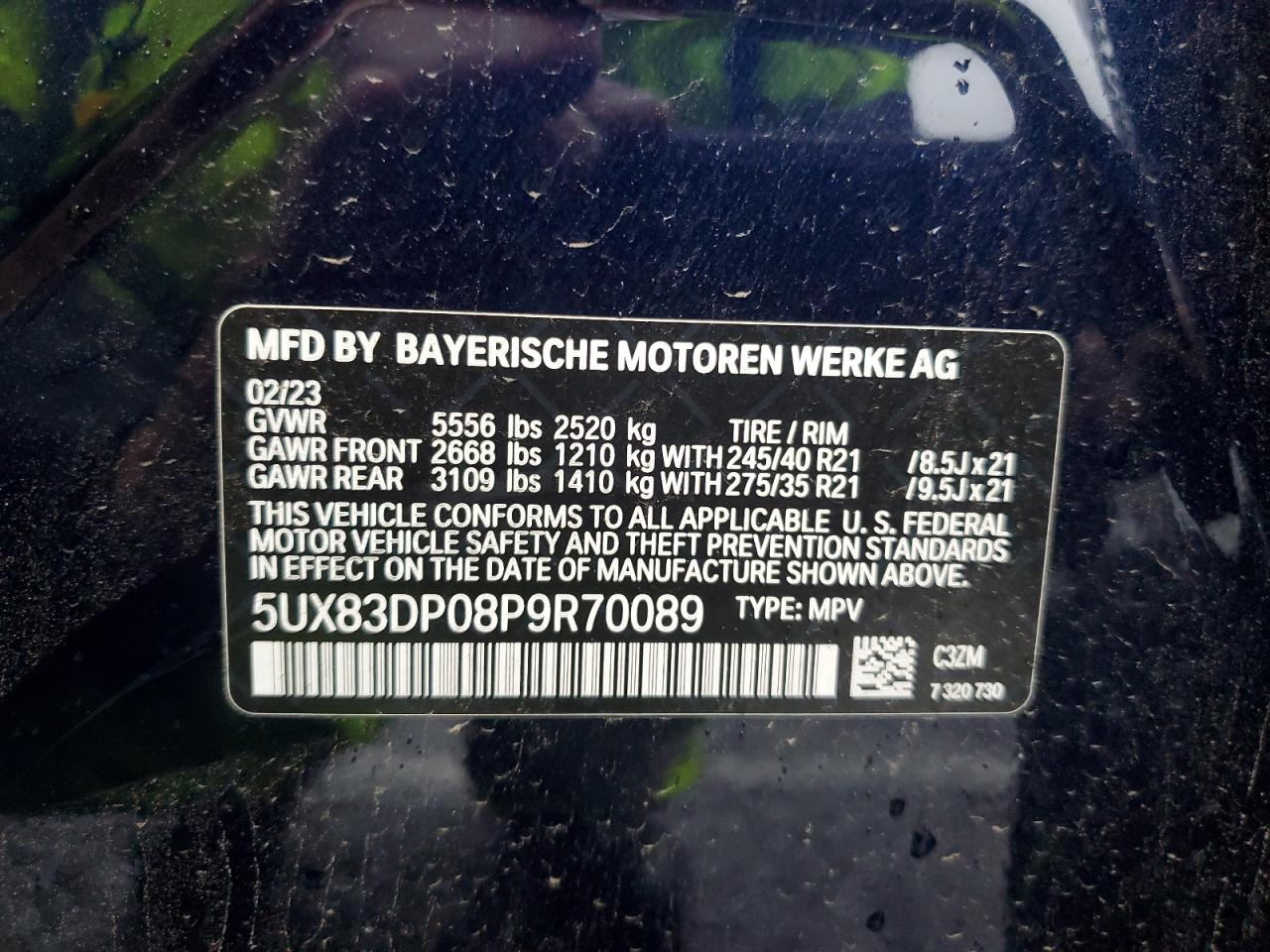 2023 BMW X3 M40I VIN: 5UX83DP08P9R70089 Lot: 90666185