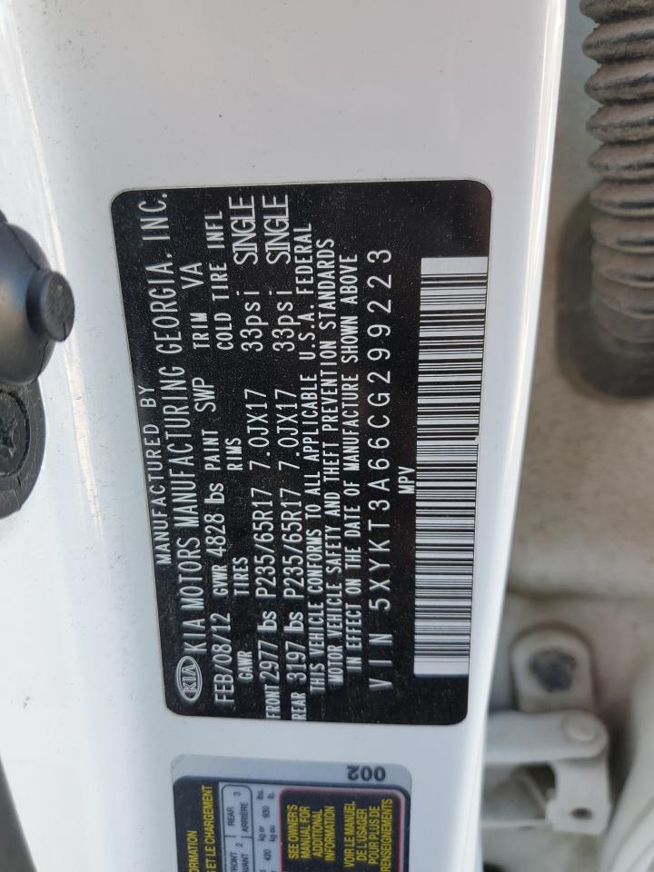 2012 Kia Sorento Base VIN: 5XYKT3A66CG299223 Lot: 91632785