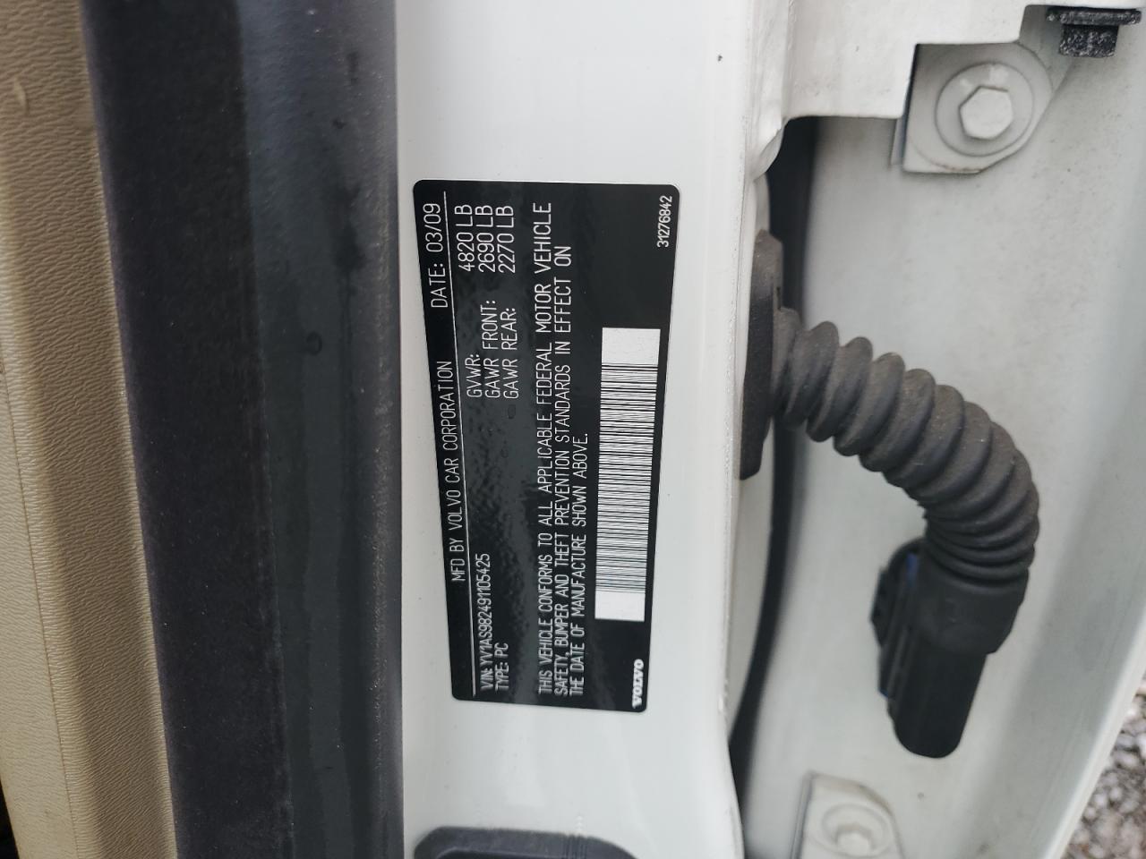 2009 Volvo S80 3.2 VIN: YV1AS982491105425 Lot: 92017505