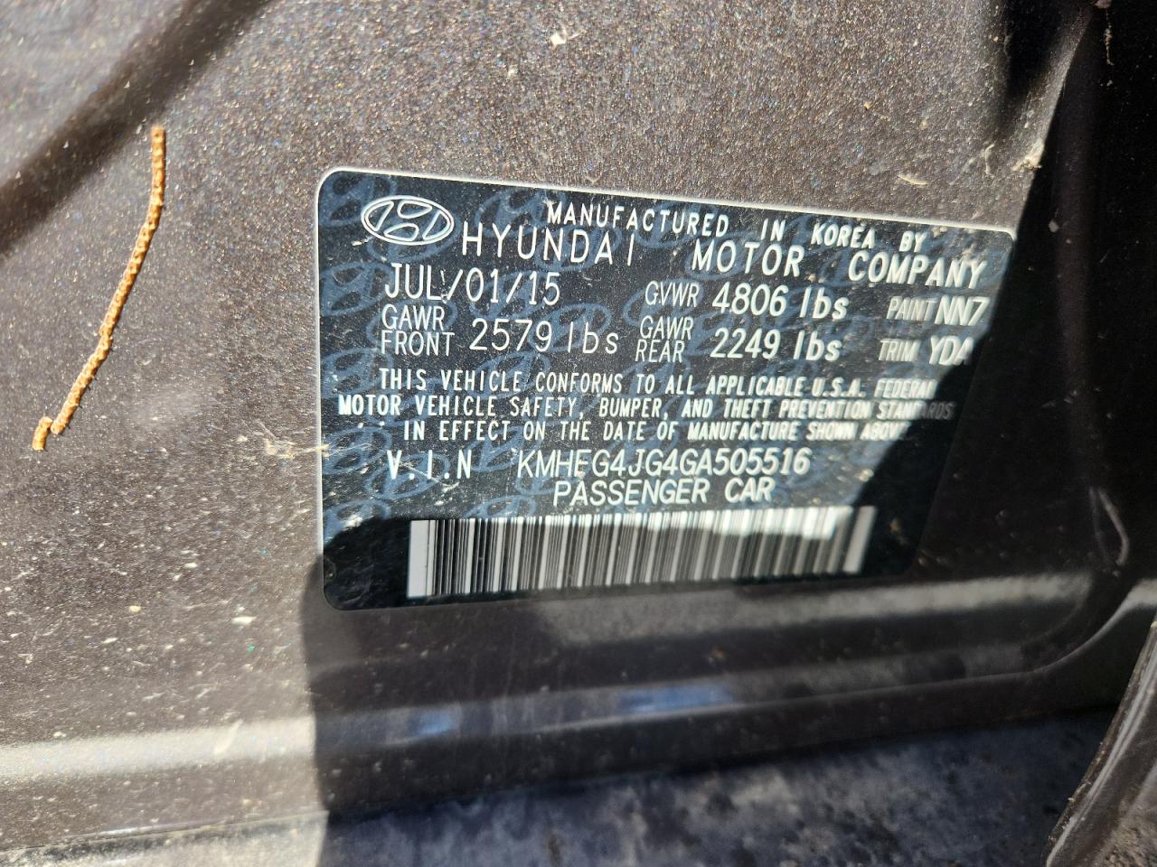 2016 Hyundai Azera VIN: KMHFG4JG4GA505516 Lot: 92321045