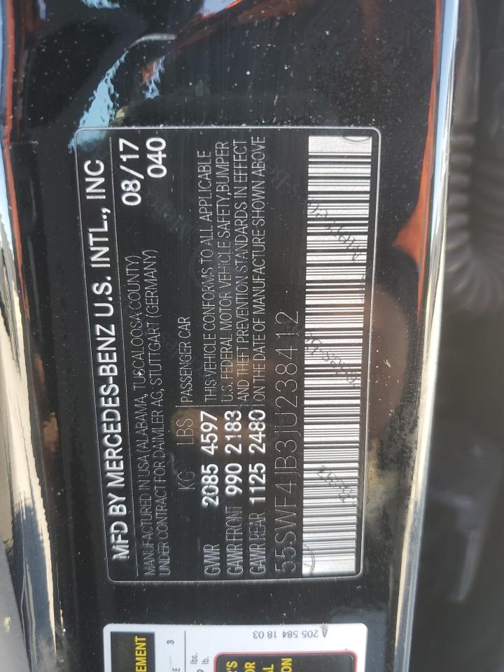 2018 Mercedes-Benz C 300 VIN: 55SWF4JB3JU238412 Lot: 91831215