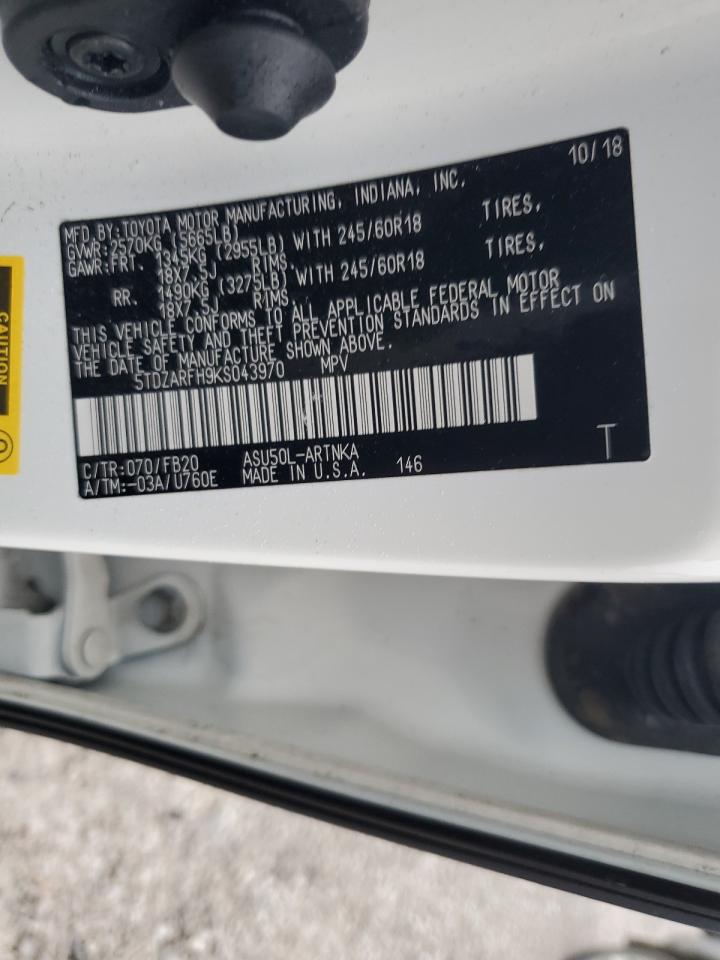 2019 Toyota Highlander Le VIN: 5TDZARFH9KS043970 Lot: 93474745