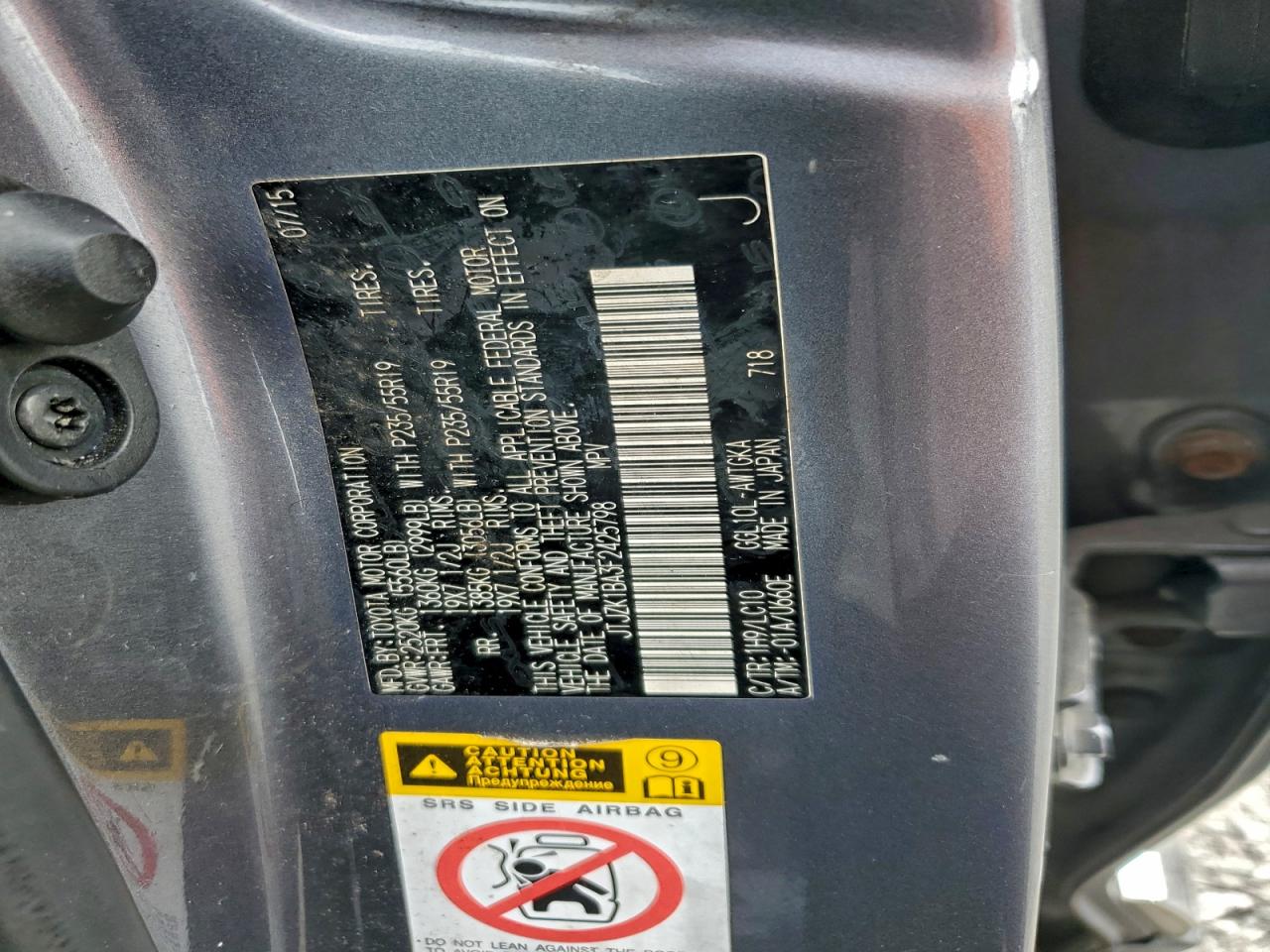 2015 Lexus Rx 350 VIN: JTJZK1BA3F2425798 Lot: 93913365