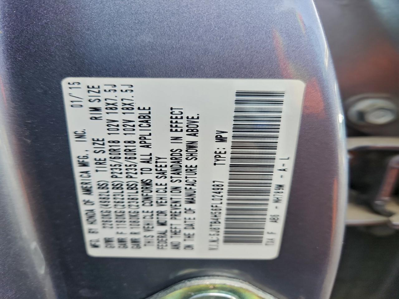 2015 Acura Rdx Technology VIN: 5J8TB4H56FL024987 Lot: 94579415