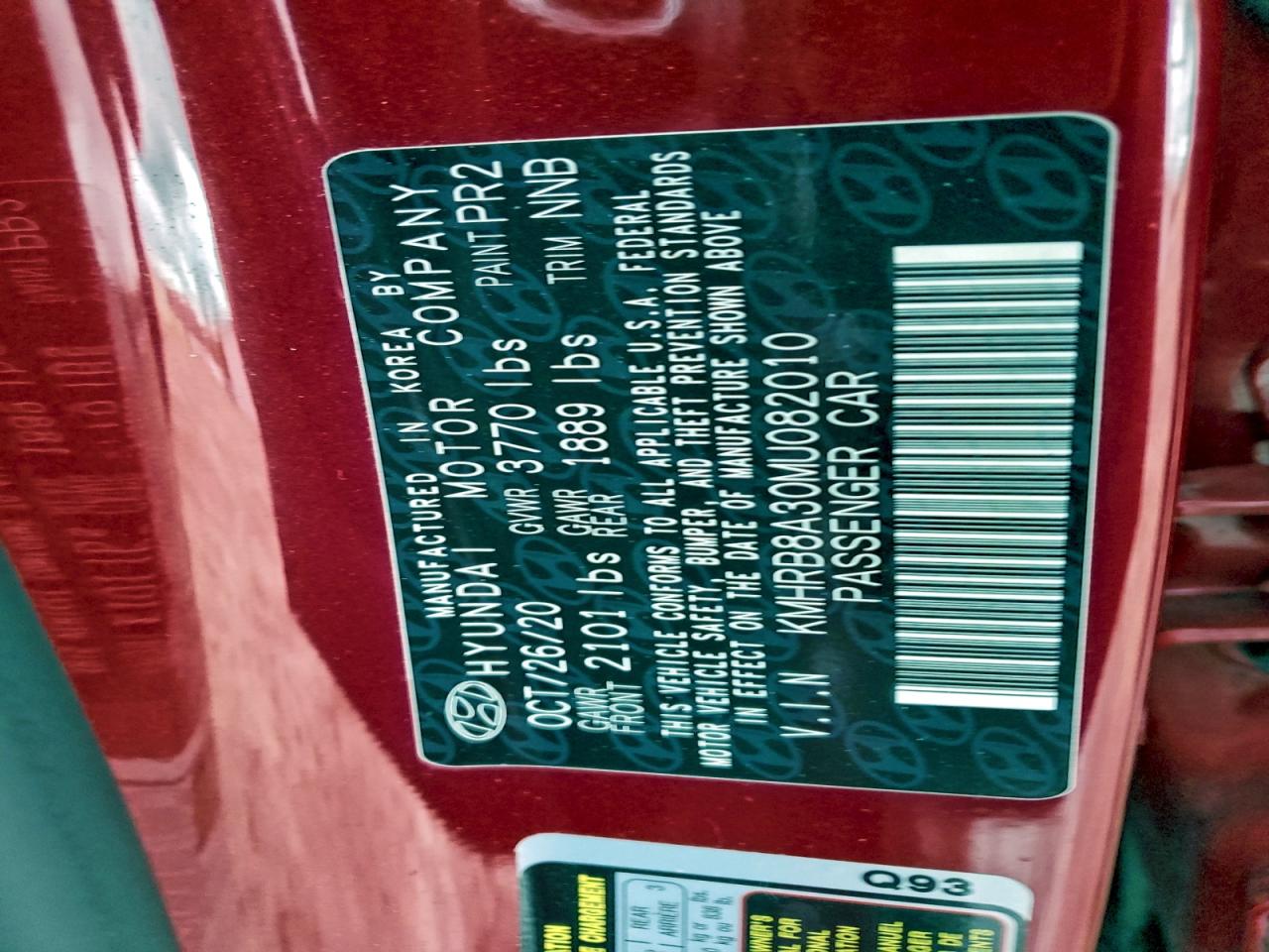 2021 Hyundai Venue Se VIN: KMHRB8A30MU082010 Lot: 94653945