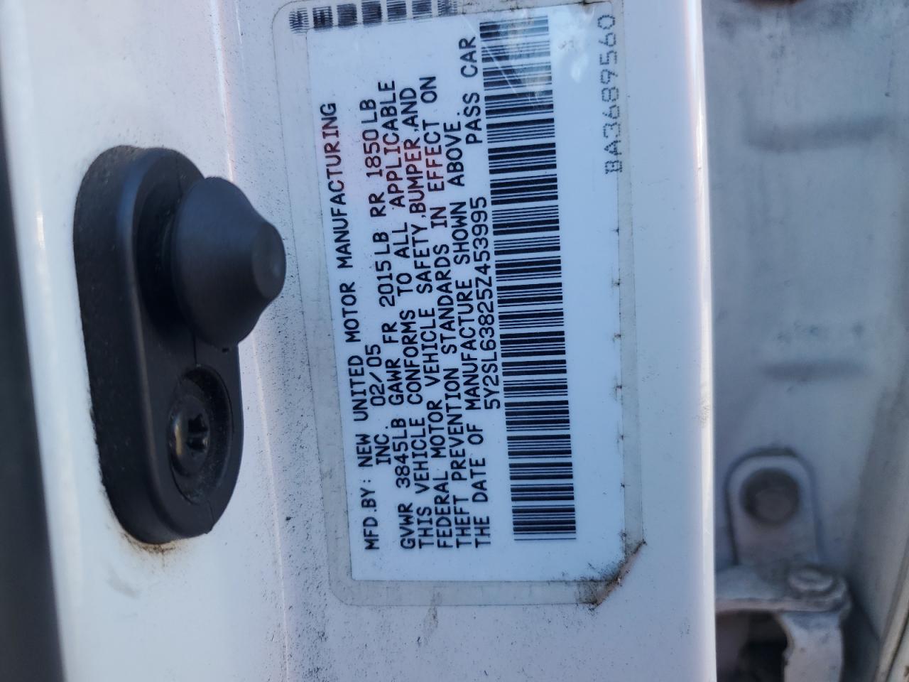 2005 Pontiac Vibe VIN: 5Y2SL63825Z453995 Lot: 92567195